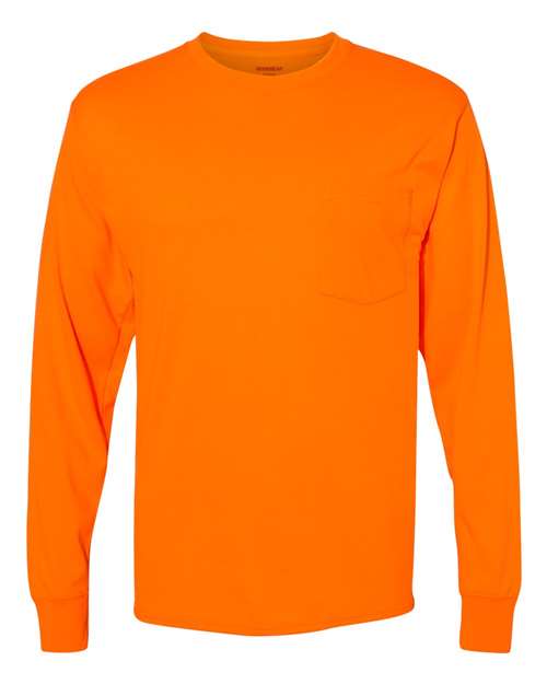 Unisex Workwear Long Sleeve Pocket T-Shirt - Safety Orange