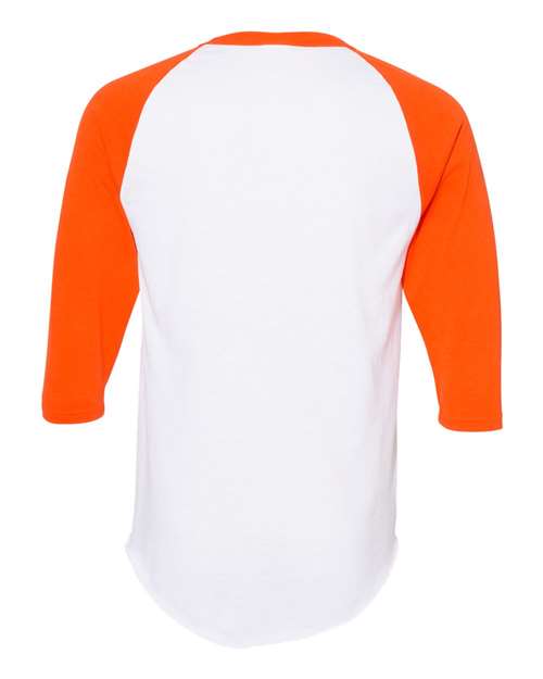 Unisex Three-Quarter Raglan Sleeve Baseball Jersey T-Shirt - White/ Orange