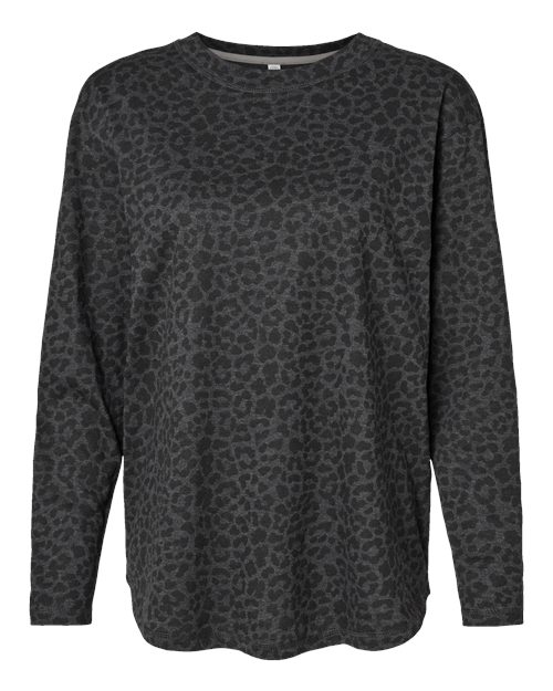 Women's Fine Jersey Long Sleeve Tee - Black Leopard