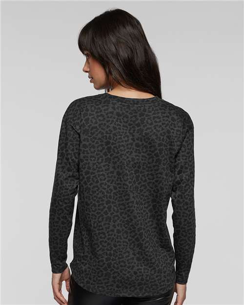 Women's Fine Jersey Long Sleeve Tee - Black Leopard