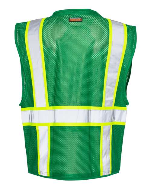 Unisex EV Series® Enhanced Visibility Multi-Pocket Mesh Vest - Green/ Lime - B104