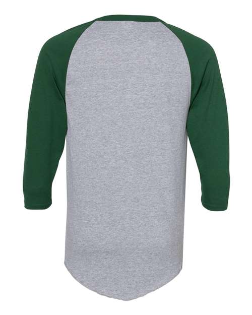 Unisex Three-Quarter Raglan Sleeve Baseball Jersey T-Shirt - Athletic Heather/ Dark Green