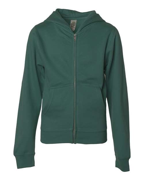 Youth Midweight Full-Zip Hooded Sweatshirt - Alpine Green