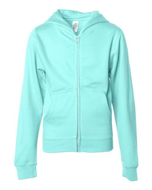 Youth Midweight Full-Zip Hooded Sweatshirt - Mint