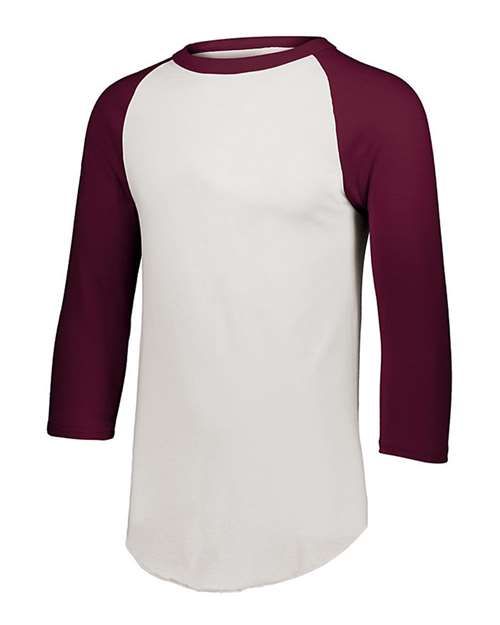 Unisex Three-Quarter Raglan Sleeve Baseball Jersey T-Shirt - White/ Maroon