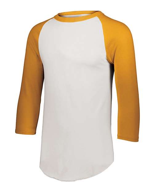 Youth Three-Quarter Sleeve Baseball Jersey - White/ Gold