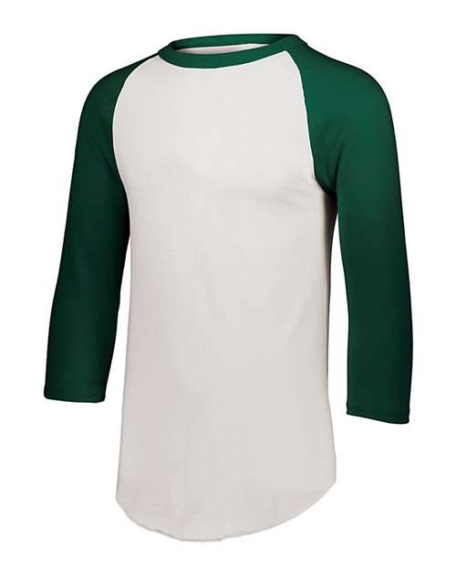 Youth Three-Quarter Sleeve Baseball Jersey - White/ Dark Green