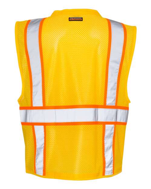 Unisex EV Series® Enhanced Visibility Multi-Pocket Mesh Vest - Yellow/ Orange - B106
