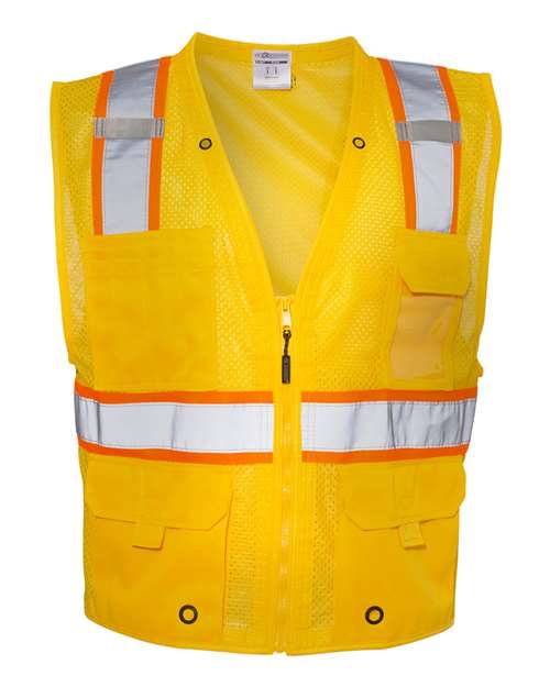Unisex EV Series® Enhanced Visibility Multi-Pocket Mesh Vest - Yellow/ Orange - B106