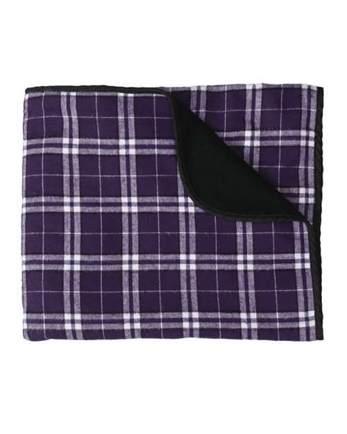 Flannel Blanket - Purple/ White Plaid