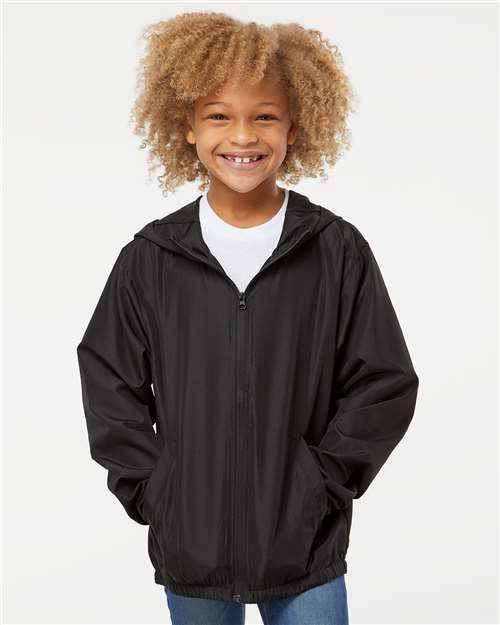 Youth Lightweight Windbreaker Full-Zip Jacket - Black