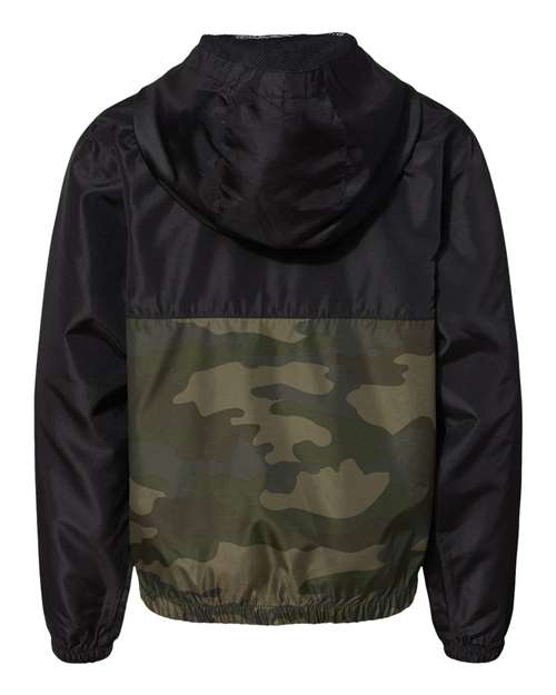 Youth Lightweight Windbreaker Full-Zip Jacket - Black/ Forest Camo