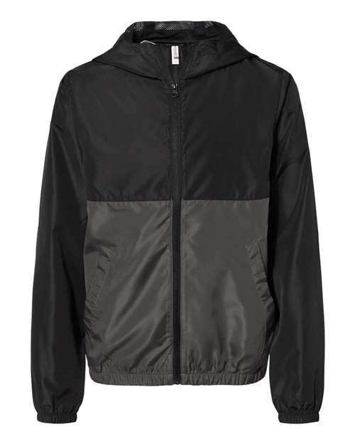 Youth Lightweight Windbreaker Full-Zip Jacket - Black/ Graphite