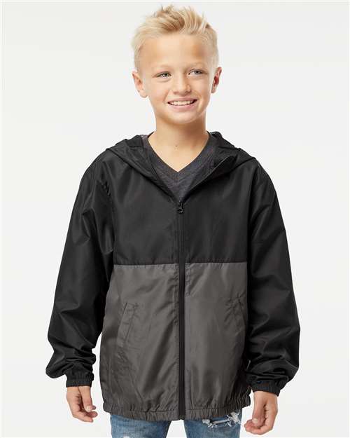Youth Lightweight Windbreaker Full-Zip Jacket - Black/ Graphite