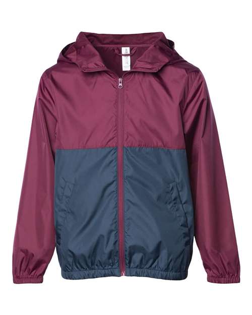 Youth Lightweight Windbreaker Full-Zip Jacket - Maroon/ Classic Navy