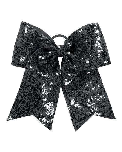 Sequin Cheer Hair Bow - Black