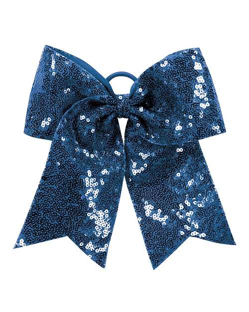 Sequin Cheer Hair Bow - Navy