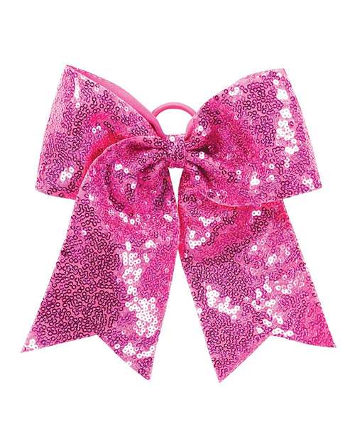 Sequin Cheer Hair Bow - Power Pink
