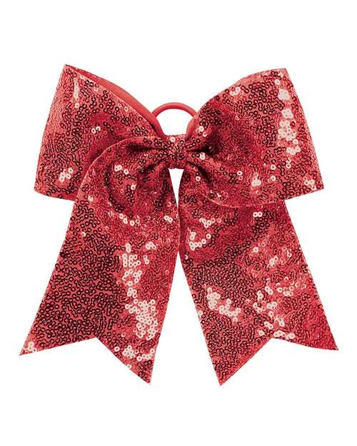 Sequin Cheer Hair Bow - Red