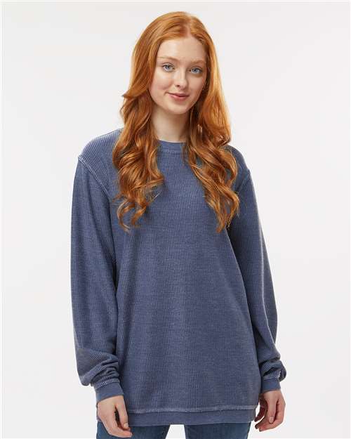 Unisex Corded Crewneck Sweatshirt - Navy