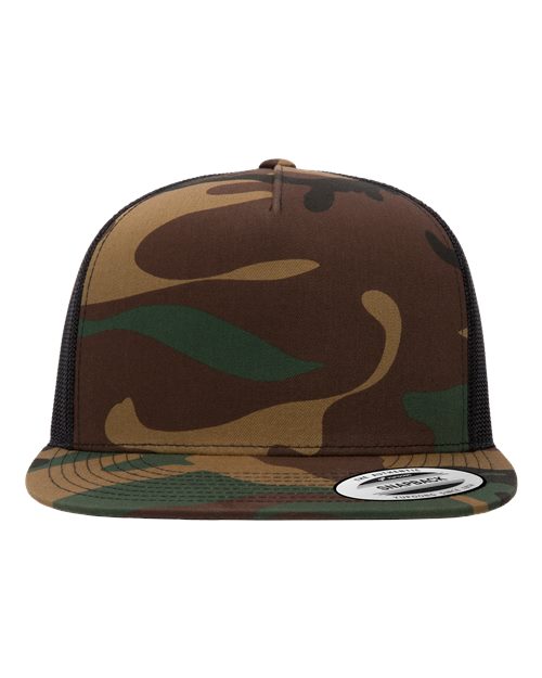 Classic Five-Panel Trucker Cap - Green Camo/ Black