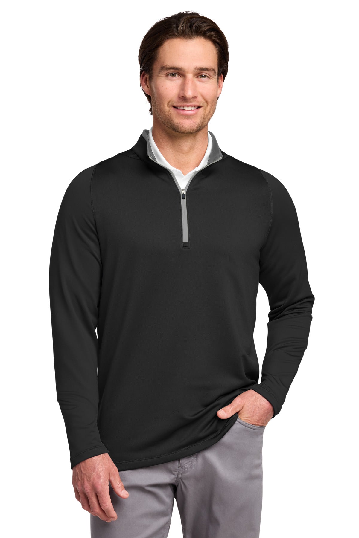 Nike Dri-FIT Stretch 1/2-Zip Cover-Up - Black/ Dark Grey