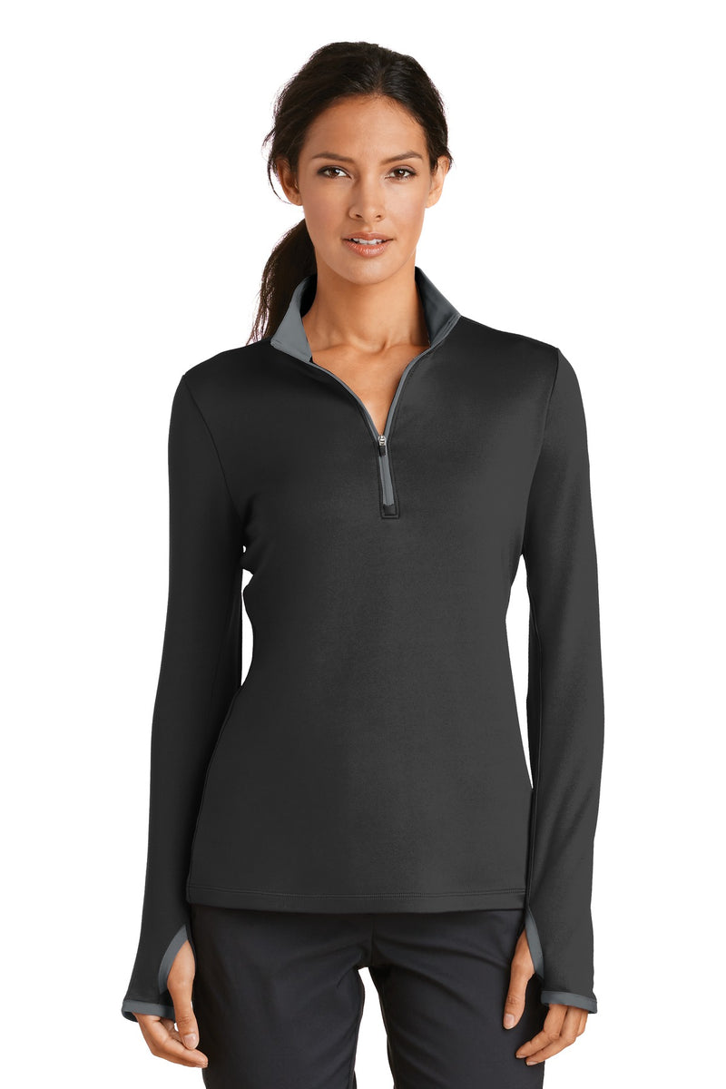 Nike Women's Dri-FIT Stretch 1/2-Zip Cover-Up - Black/ Dark Grey