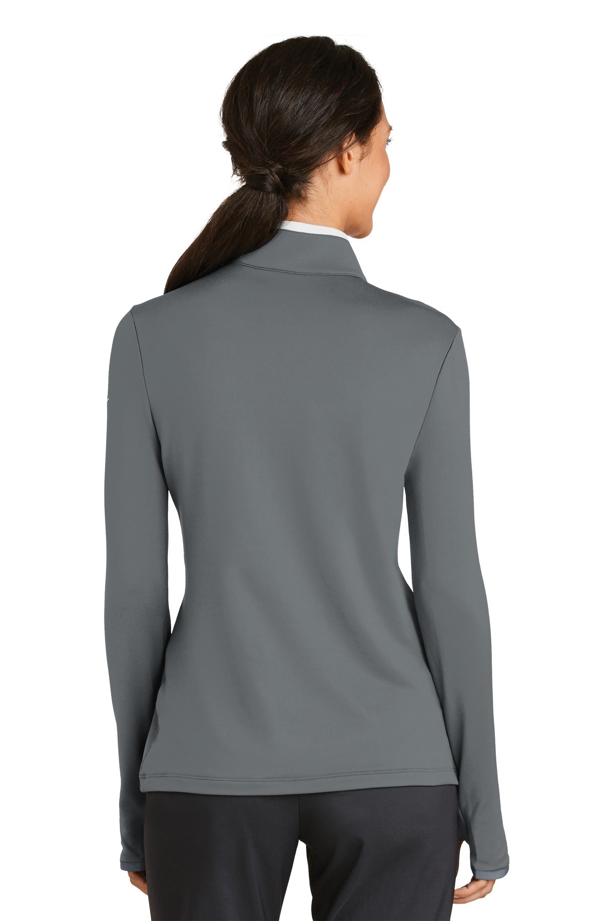 Nike Women's Dri-FIT Stretch 1/2-Zip Cover-Up - Dark Grey/ White