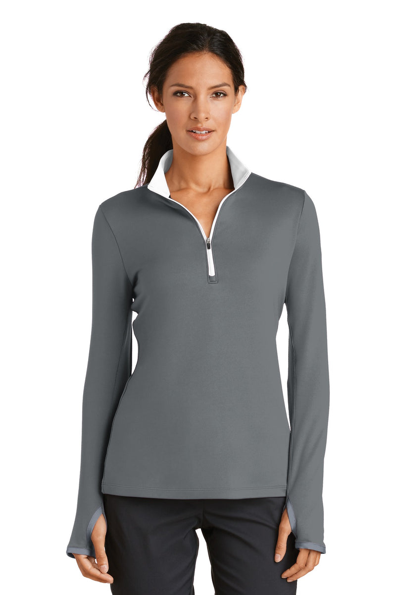 Nike Women's Dri-FIT Stretch 1/2-Zip Cover-Up - Dark Grey/ White