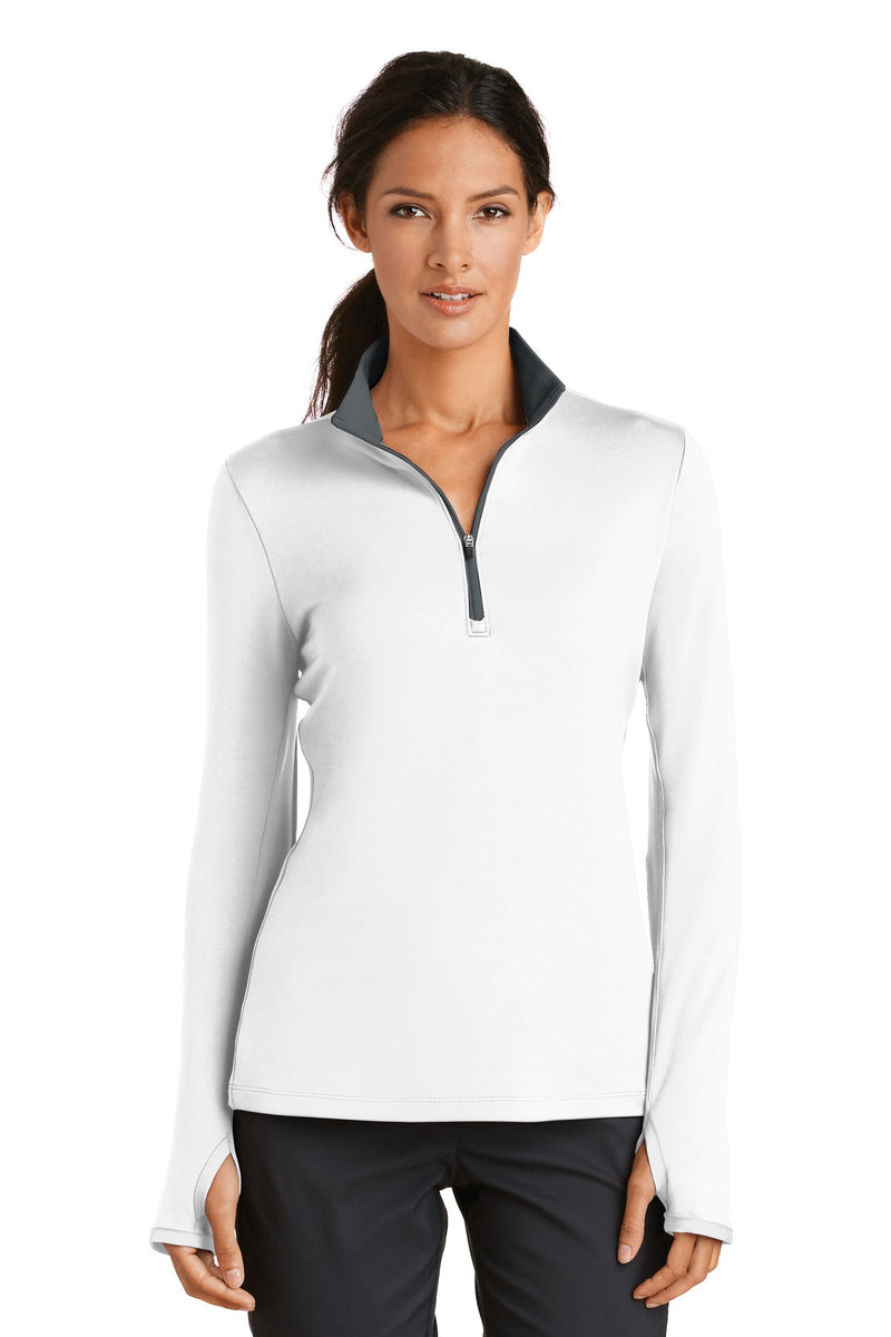 Nike Women's Dri-FIT Stretch 1/2-Zip Cover-Up - White/ Dark Grey