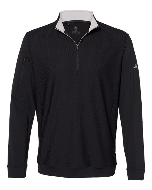 Men's Textured Quarter-Zip Pullover - Black