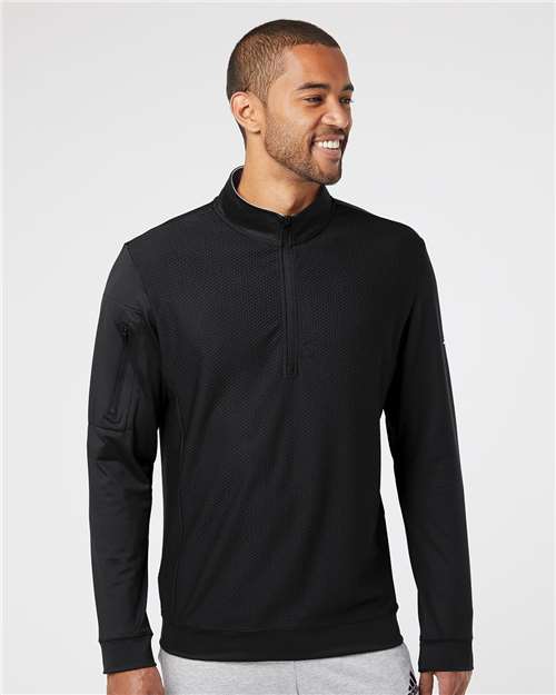 Men's Textured Quarter-Zip Pullover - Black