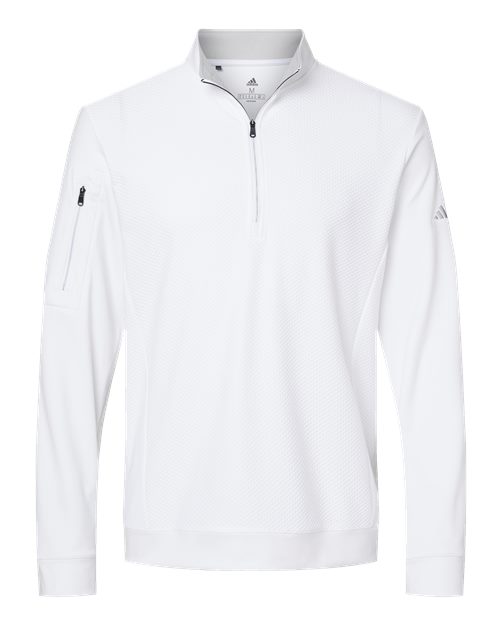 Men's Textured Quarter-Zip Pullover - White