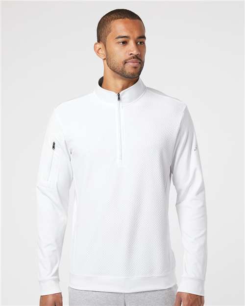 Men's Textured Quarter-Zip Pullover - White