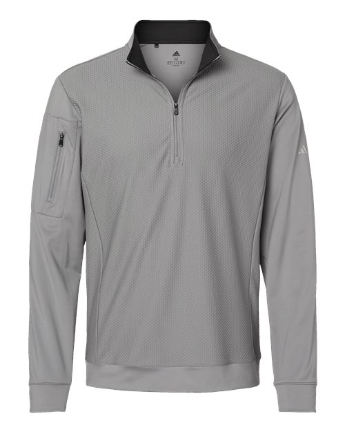 Men's Textured Quarter-Zip Pullover - Grey Three