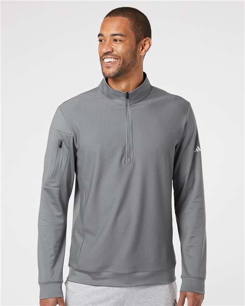 Men's Textured Quarter-Zip Pullover - Grey Three