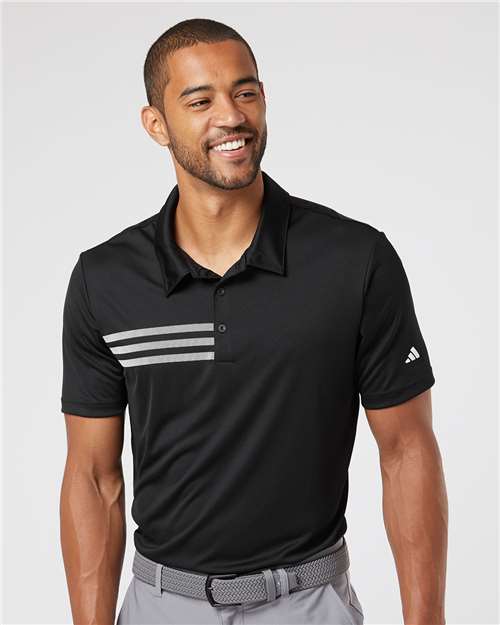 Men's 3-Stripes Chest Polo - Black/ White