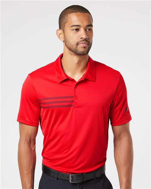 Men's 3-Stripes Chest Polo - Collegiate Red/ Black