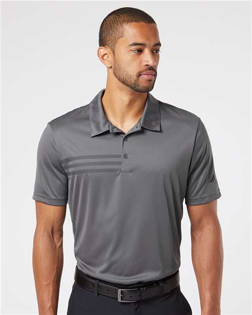 Men's 3-Stripes Chest Polo - Grey Five/ Black