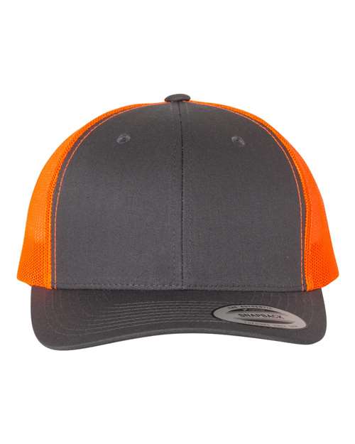 Retro Trucker Cap - Charcoal/ Neon Orange