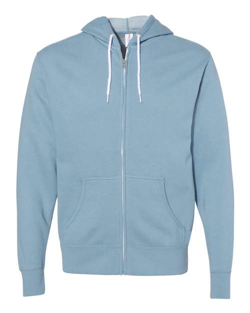 Unisex Lightweight Full-Zip Hooded Sweatshirt - Misty Blue