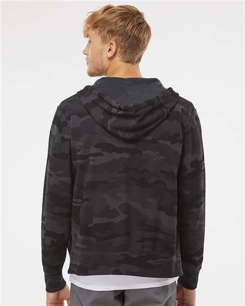 Unisex Lightweight Full-Zip Hooded Sweatshirt - Black Camo