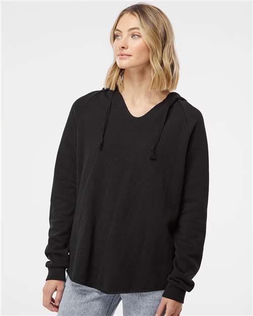 Women’s Lightweight California Wave Wash Hooded Sweatshirt - Black