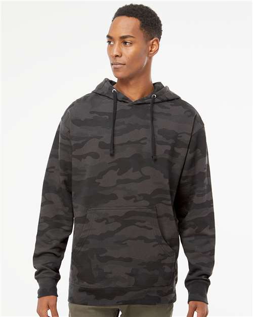 Unisex Midweight Hooded Sweatshirt - Black Camo