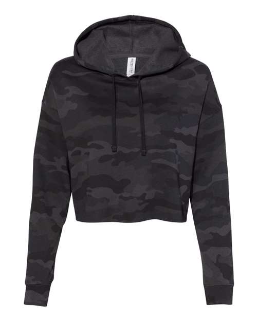 Women’s Lightweight Crop Hooded Sweatshirt - Black Camo