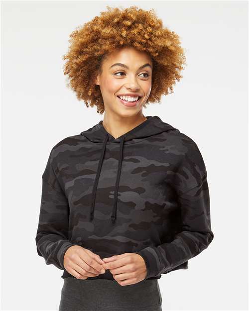 Women’s Lightweight Crop Hooded Sweatshirt - Black Camo