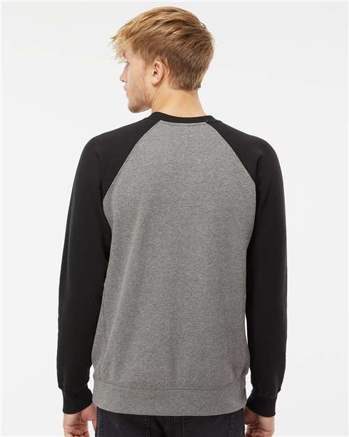 Unisex Special Blend Raglan Crewneck Sweatshirt - Nickel Heather/ Black