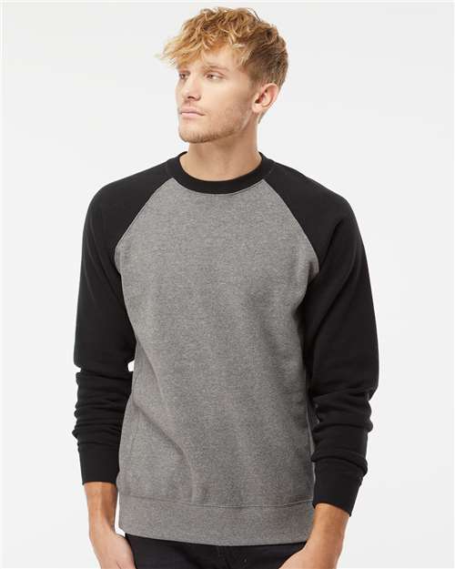 Unisex Special Blend Raglan Crewneck Sweatshirt - Nickel Heather/ Black