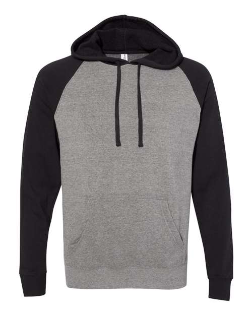 Unisex Special Blend Raglan Hooded Sweatshirt - Nickel Heather/ Black