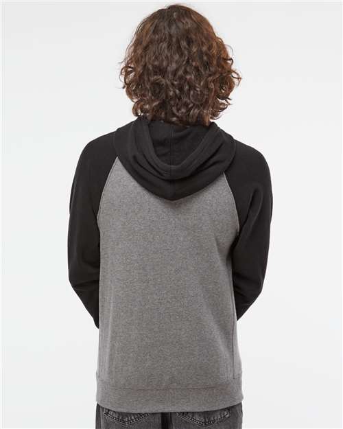 Unisex Special Blend Raglan Hooded Sweatshirt - Nickel Heather/ Black